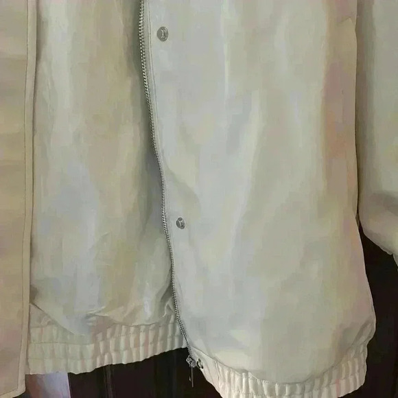 Maeve by Anthropologie ivory women's Oversized Faux Leather Bomber Jacket size L - Picture 8 of 13